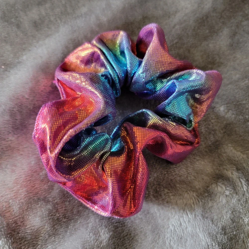Unbranded Hair Scrunchie Womens OS Iridescent Excellent Metallic Holographic